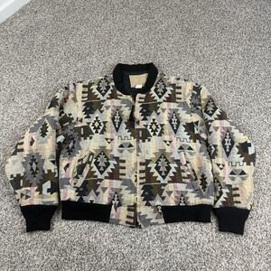 Vintage Aztec Southwestern Tapestry Bomber Jacket Mens XL Rode Walker USA Tribal